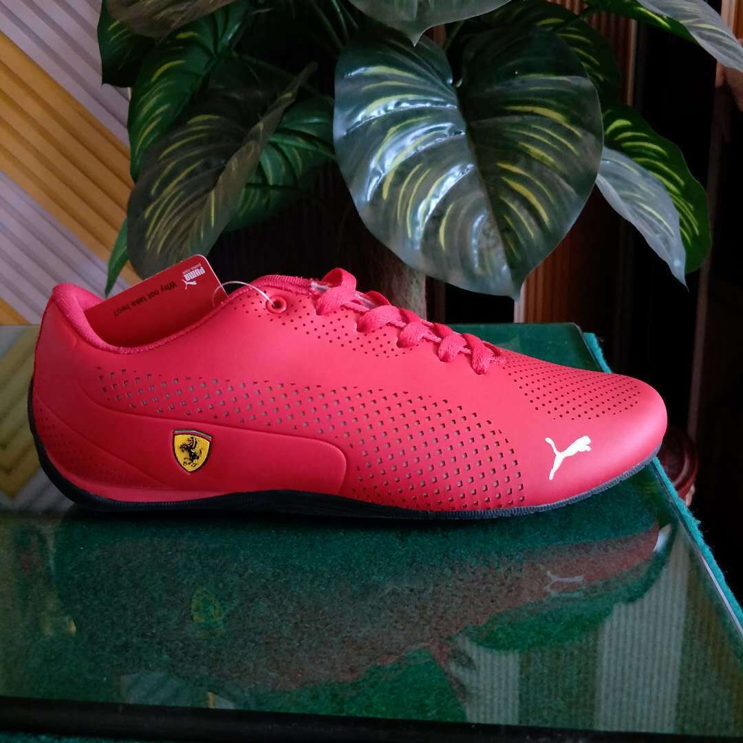 2021新款经典法拉利赛车鞋男鞋冲孔透气孔运动休闲鞋皮面鞋跑鞋红色39