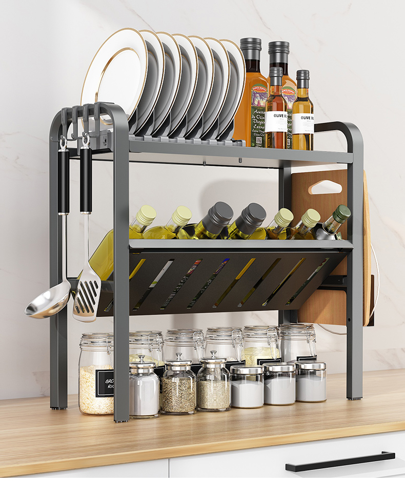 酷太转角厨房置物架日式厨房调料置物架台面转角多功能家用多层铝合金