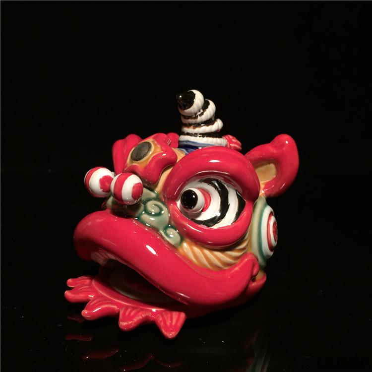 石湾公仔陶瓷动物摆件石湾公仔陶瓷舞狮醒狮摆件客厅电视柜装饰佛山