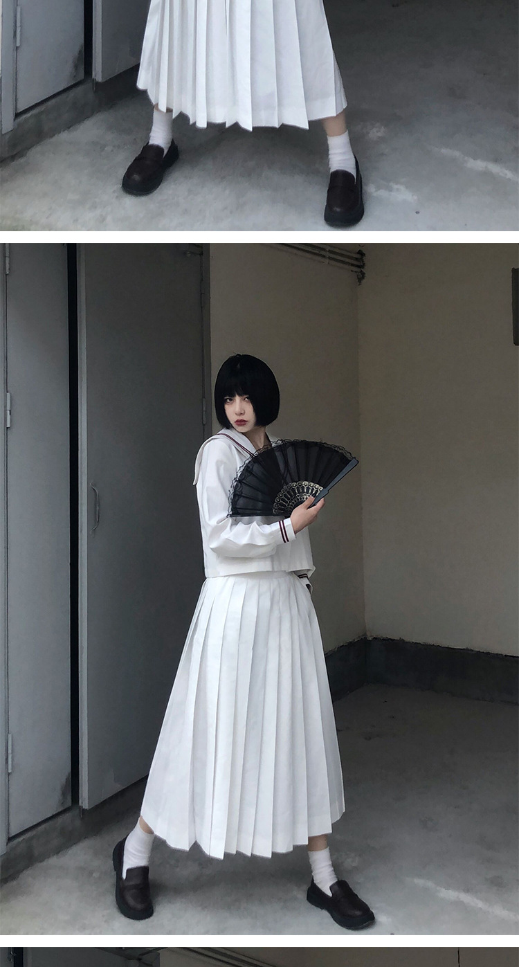 【神北jk】原创 狸猫社 正统jk制服不良少女长裙关西襟水手服套装