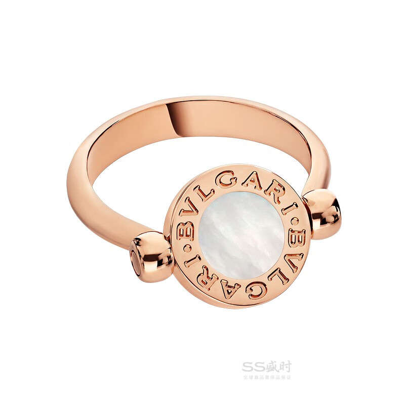 宝格丽bvlgari bvlgari女士18k玫瑰金镶珍珠母贝黑缟玛瑙翻转式双面盾