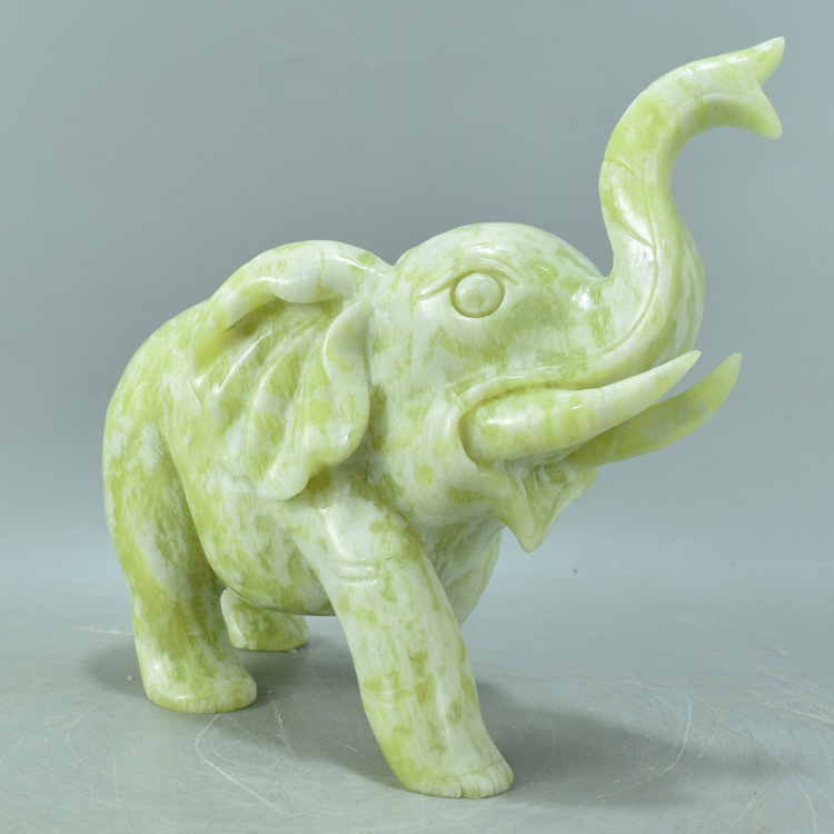 天然岫玉大象摆件辽宁岫岩玉雕走向成功玉石玄关玉器 12号【图片 价格