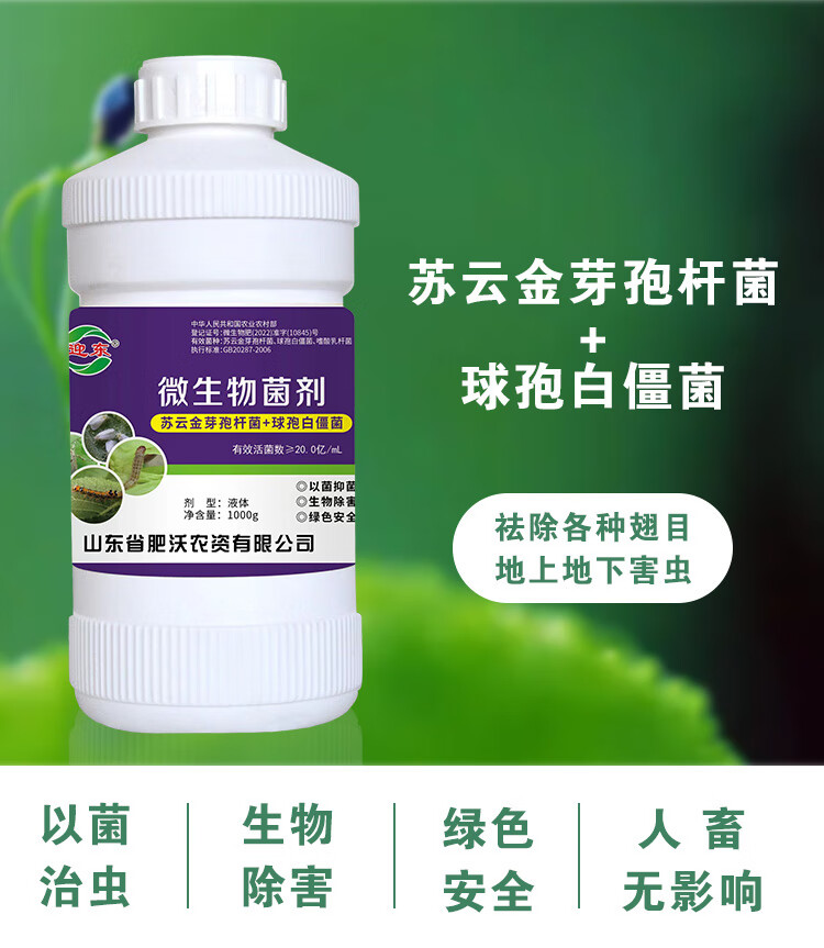 迎东白僵菌苏云金芽孢杆菌微生物杀虫剂地下上害虫蛴螬地老虎通用 200