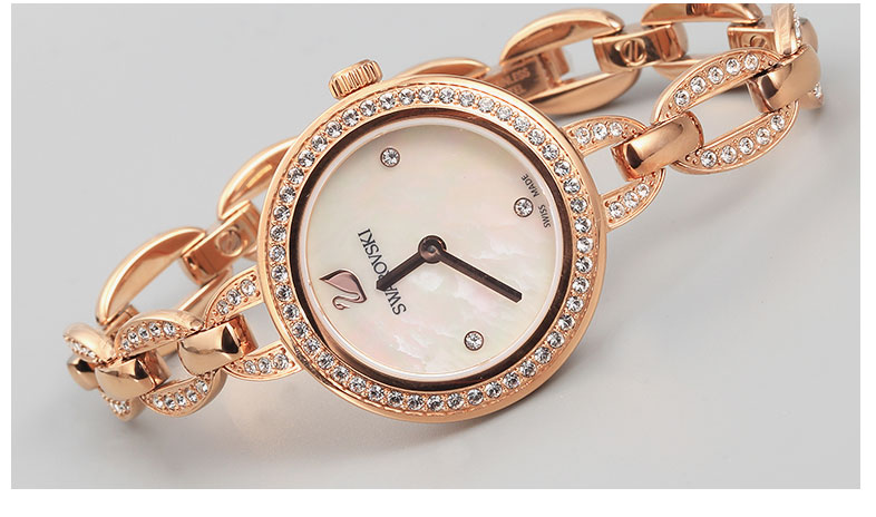 swarovski施华洛世奇手表天鹅女性时尚水晶石英女表 5253329 玫瑰金色