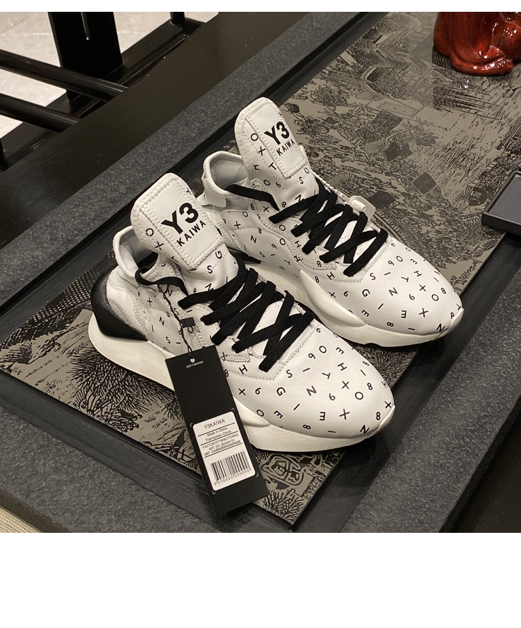 y3kaiwa男鞋2021夏季新款黑武士老爹鞋真皮字母印花板鞋 y3kaiwa字母