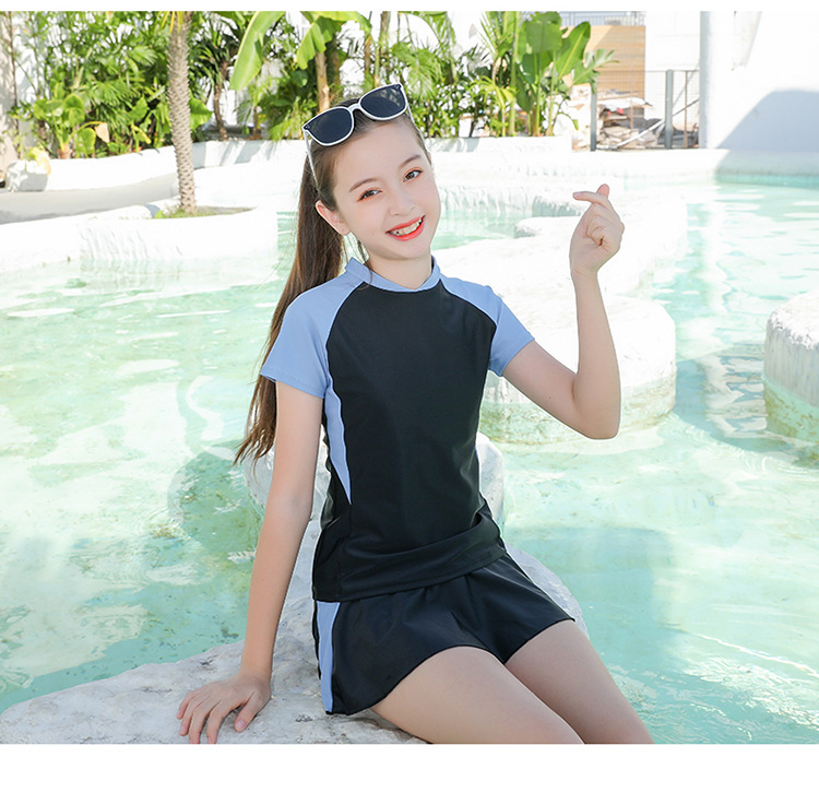 少女泳衣初中生女大童儿童泳衣女童女孩夏季中学生分体泳装新款1215岁