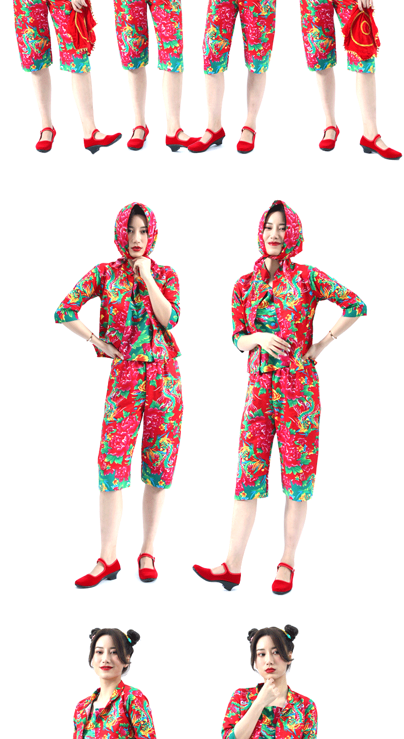 东北二人转男搞笑大花布t恤红人年会小品舞蹈服装粉色短袖l