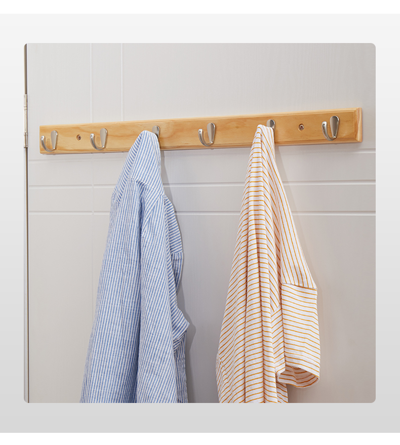 门后挂衣架挂钩壁挂墙上打孔钉挂衣钩墙壁玄关进门粘钩银钩仿古色6钩