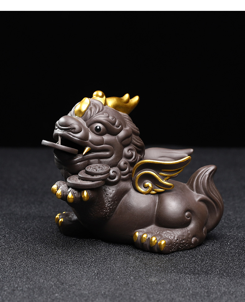 蕉夏茶道紫砂茶宠摆件可养貔貅麒麟茶盘饰品茶配件茶玩 紫砂貔貅茶宠