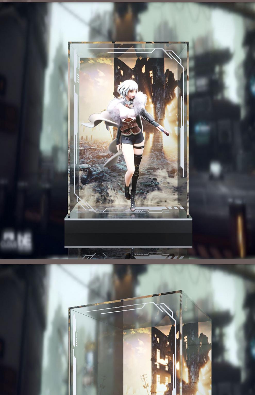 aowobox 艺画开天 灵笼季 白月魁 手办 高透 主题背景展示盒 冉冰 无