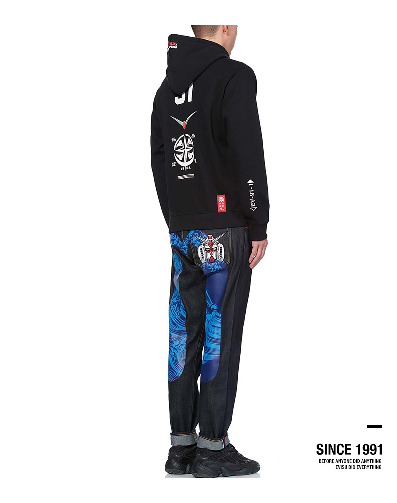 【高达联名】evisu 20aw 男士大m印花窄脚牛仔裤 2eagum0je91017 牛仔