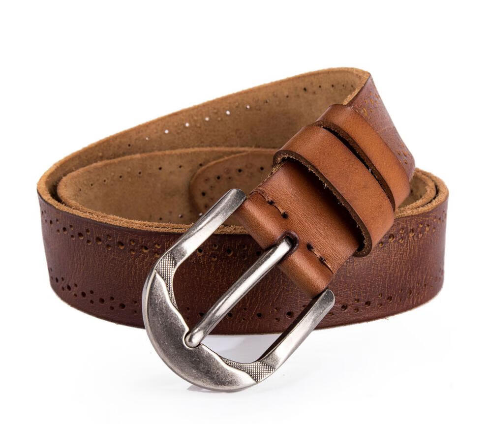 高品质男士针扣真皮腰带 意大利进口头层牛皮纯牛皮无夹层水洗毛底