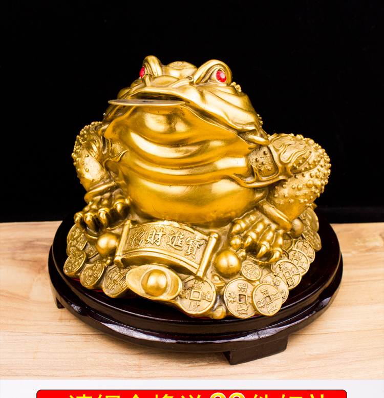 适用于小号纯铜金蟾三足蟾蜍摆件金蝉蜍风水吉祥物店铺家居摆设 长10