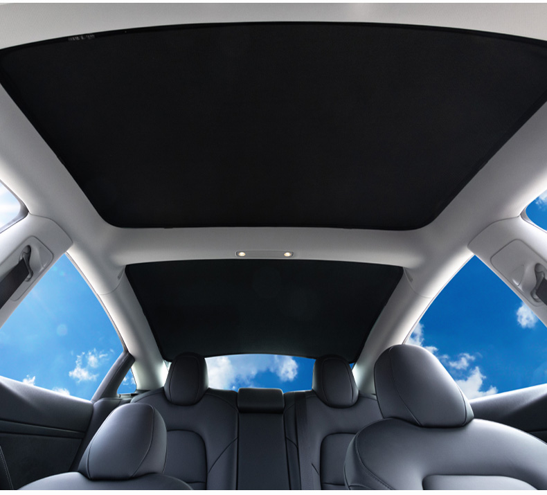 特斯拉3天窗遮阳顶遮阳帘隔热网防晒遮光挡板车顶布model3前天窗原车