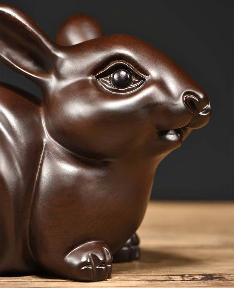 昨日青空木雕兔子摆件实木雕刻木头十二生肖木兔吉祥物家居装饰红木