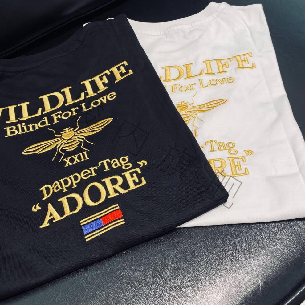 【抖音同款】小蜜蜂男装polo男短袖小蜜蜂刺绣t恤男士潮牌翻领港风