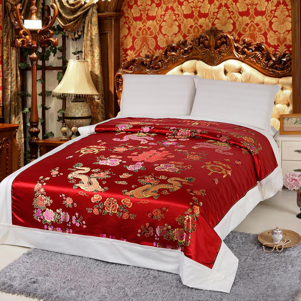 杭州老式丝绸婚嫁被套棉软缎织锦缎绸缎面被面子婚庆龙凤百子结婚被罩