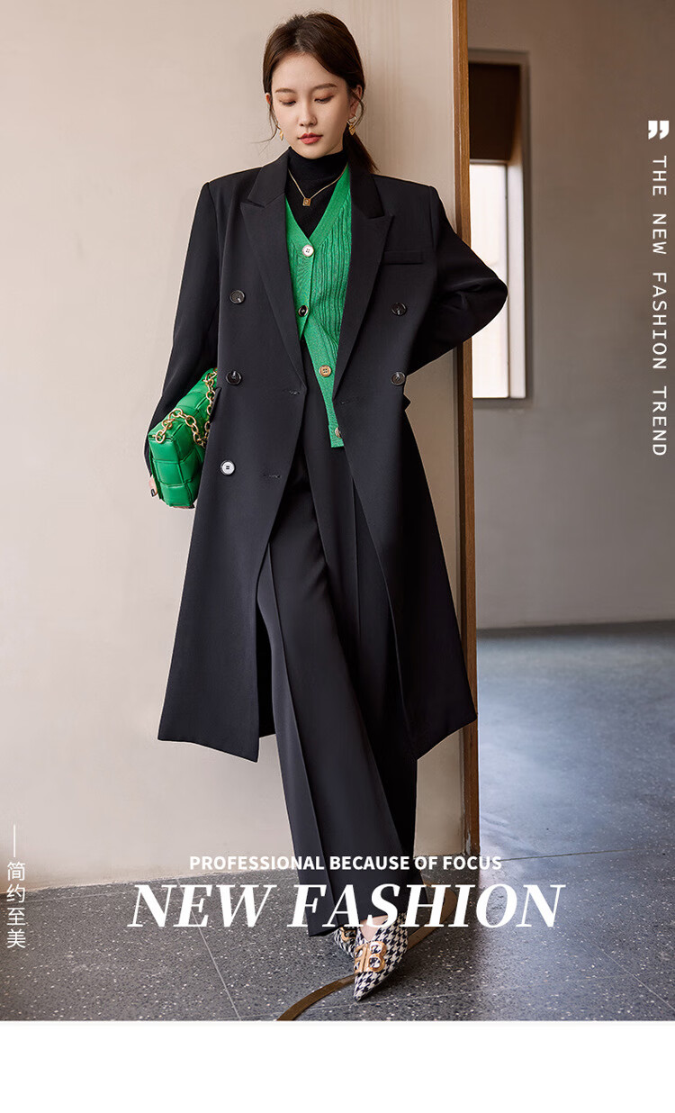 咖啡色风衣外套女秋冬2022新款欧美风气质英伦风长款大衣 咖裤 m