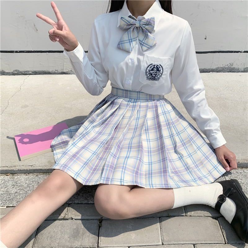 元造日系合集jk制服百褶裙格裙溫柔一刀裙子套裝學生制服1少女 白長