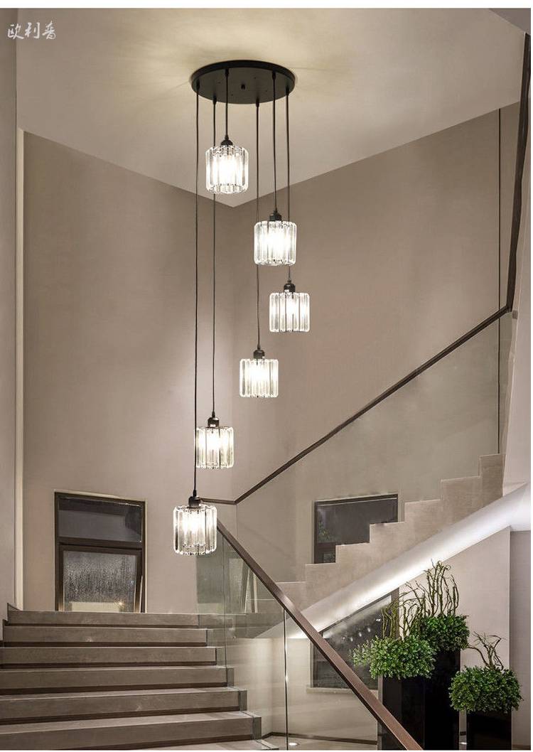 2022新款小复式吊灯楼梯 阁楼斜顶楼梯吊灯2022年loft复式小公寓别墅