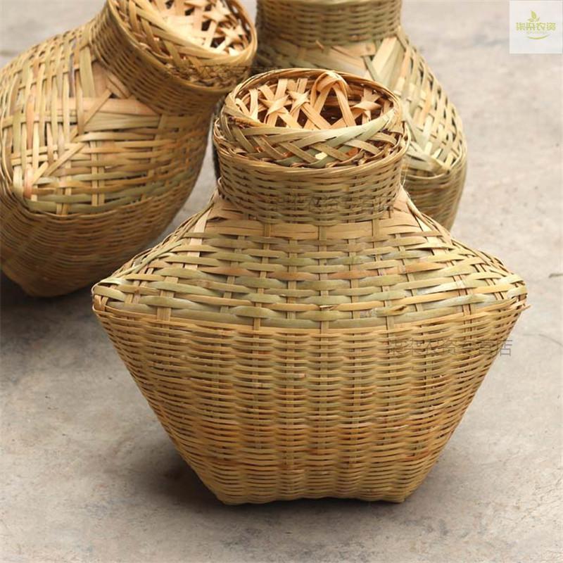 手工竹编鱼篓竹编捕鱼篓竹制品装饰竹编灯罩小背篓小赶