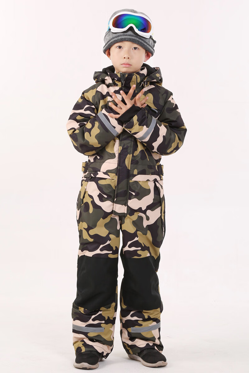 儿童连体滑雪服 北欧儿童男童女童单板双板连体滑雪服登山服防风防雨