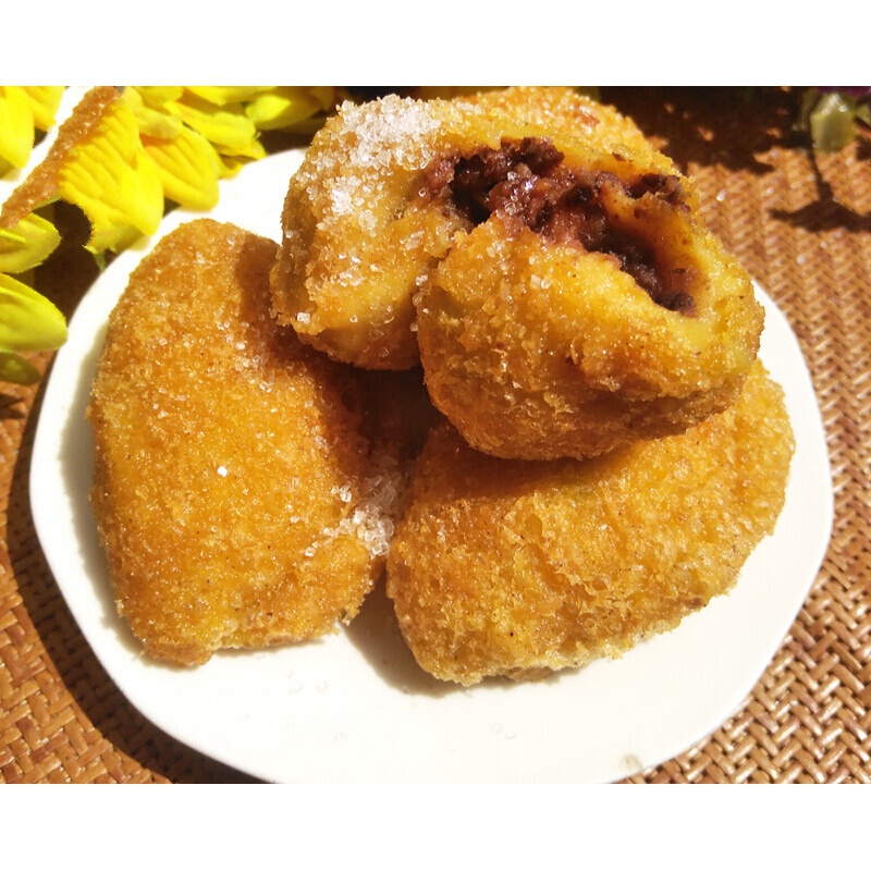 呼市清真油炸糕豆沙馅儿素馅炸糕内蒙古特产糕点500g黄米豆沙馅