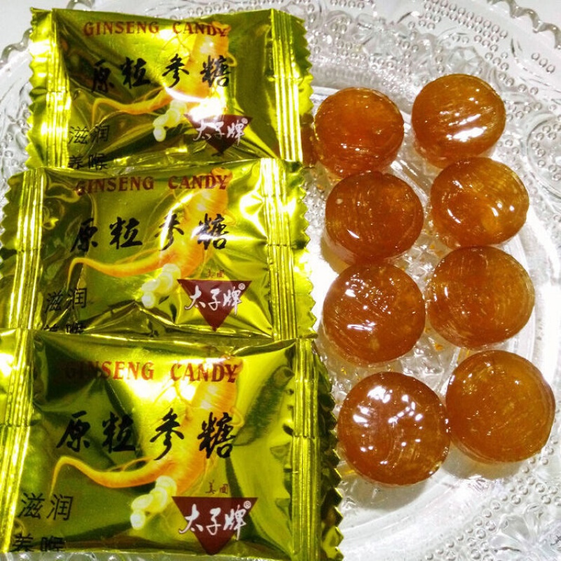 太子牌花旗参糖美国太子牌原粒花旗参糖西洋洋参润喉糖人参糖散装喜