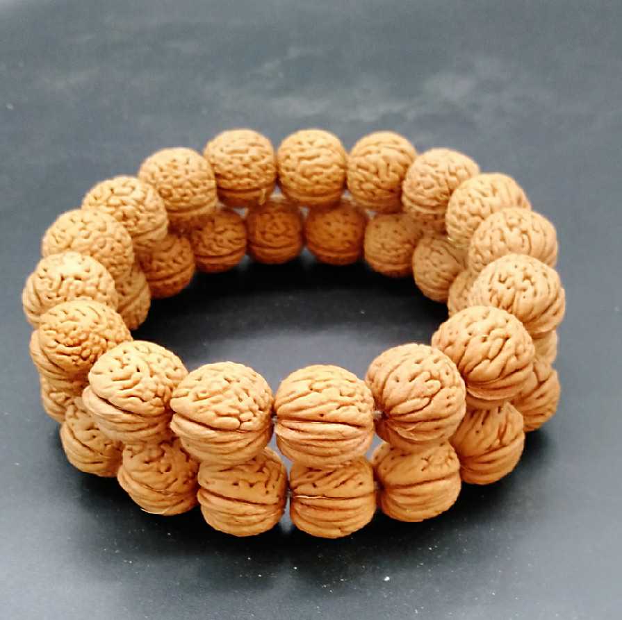 桃核手串野生矮桩脑纹山核桃小桃胡佛珠文玩手链男女15mm原籽 矮桩