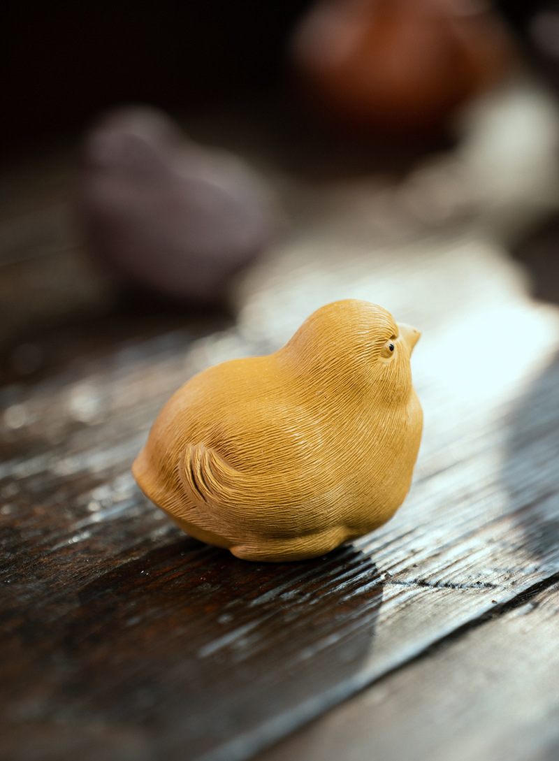 典湛 茶宠紫砂可养精品拉毛小鸡生肖鸡雕塑茶玩茶盘家居装饰可爱小鸡