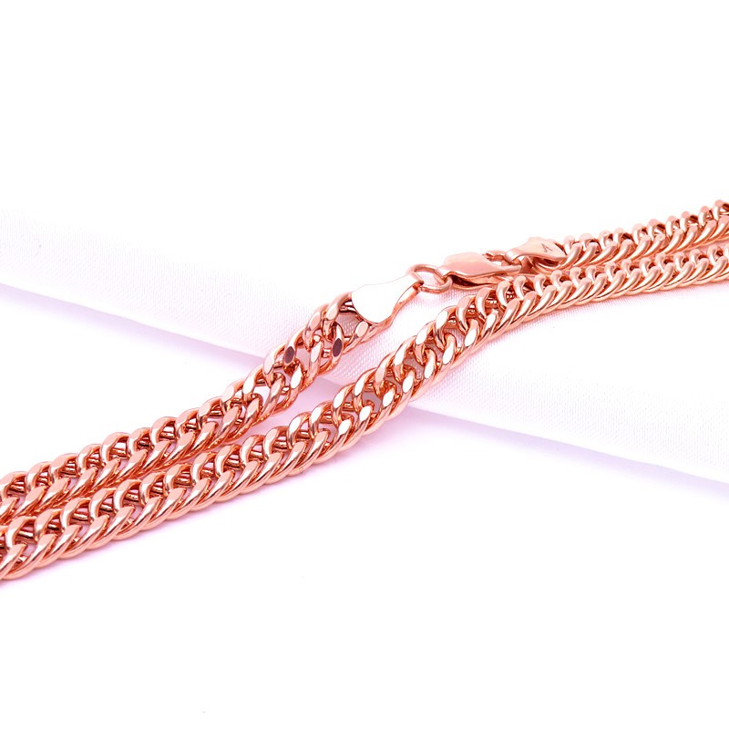 欧凯伦14俄罗斯紫金项链豪华男女同款板链彩金玫瑰金50cm宽度5mm