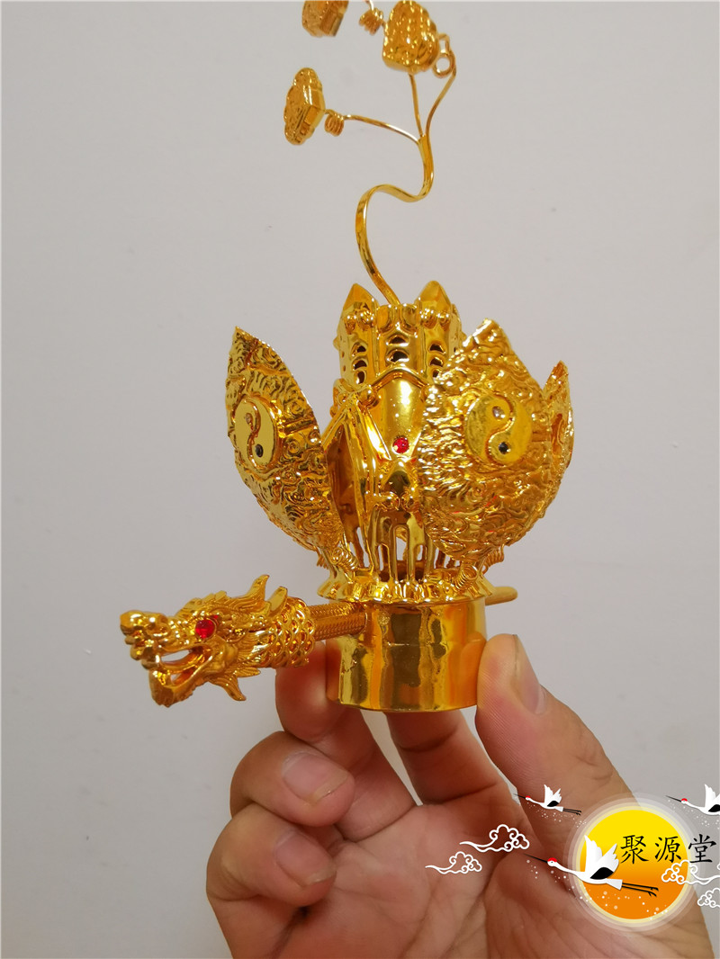 道教帽子三花聚顶莲花冠紫铜三清莲花冠高功帽道家用品高功用品【图片