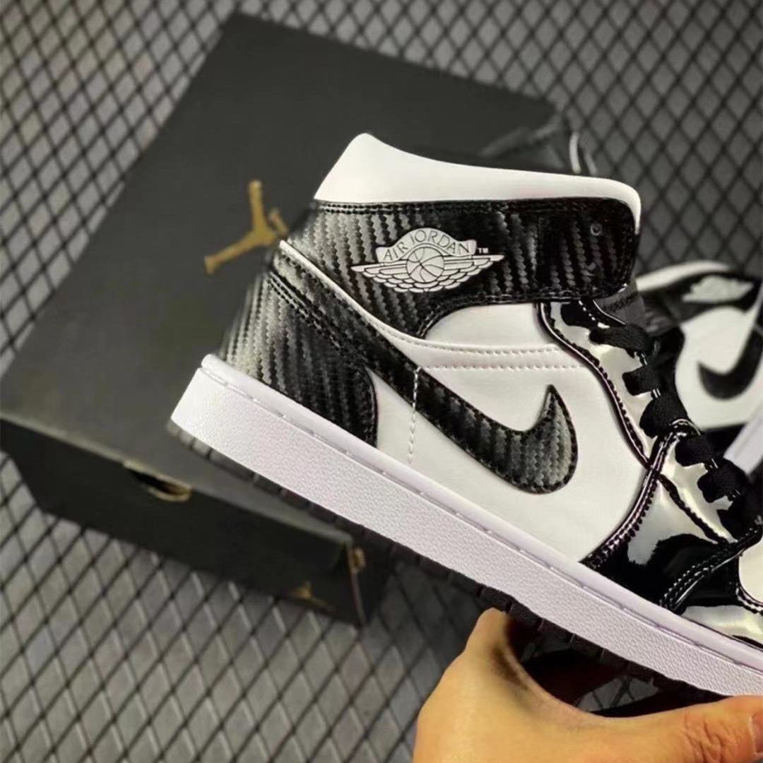 air乔1黑白熊猫漆皮全明星男女中帮篮球鞋运动学生dd1649熊猫漆皮头层