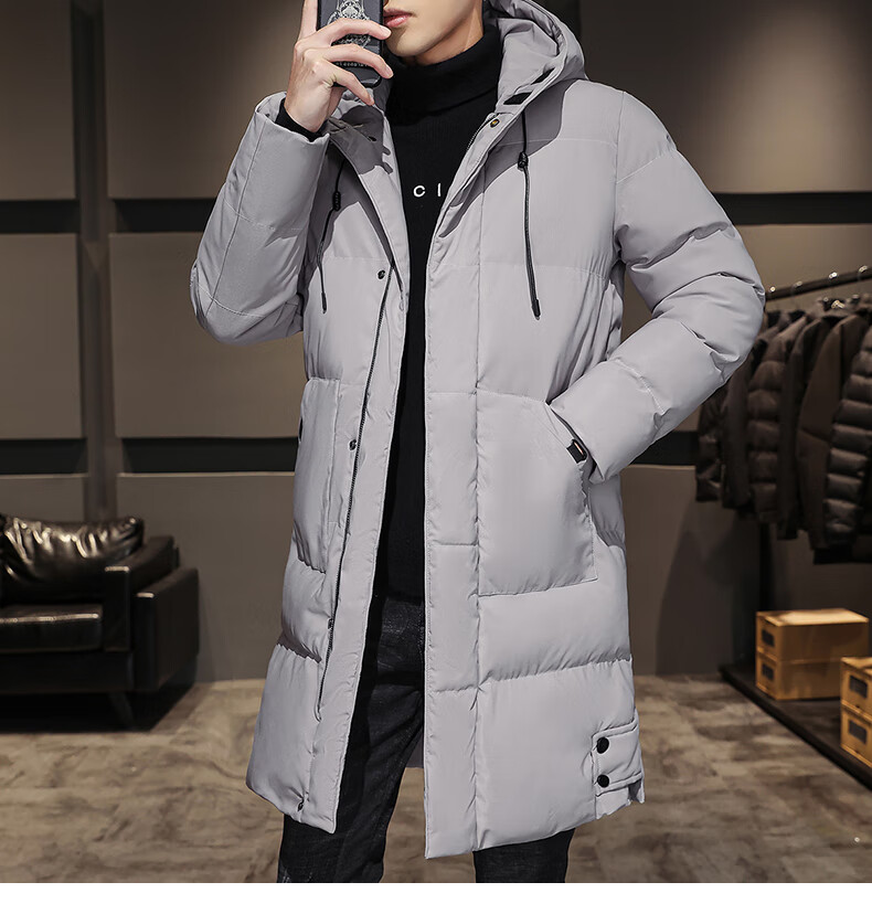 吉普jeep冬季棉衣男士中长款棉袄外套加厚大码黑色保暖羽绒棉服男黑色