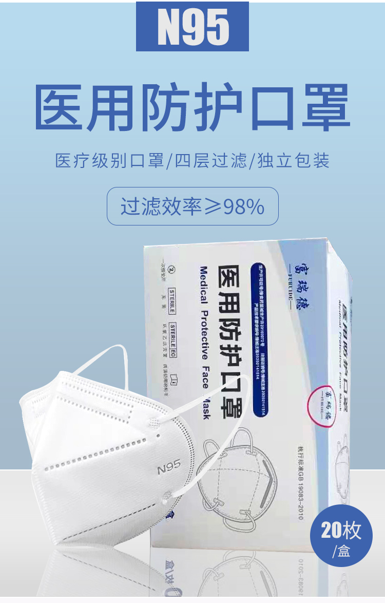 亿凌富瑞德n95级别口罩医用防护医护防专用n95囗罩独立包装随机医用