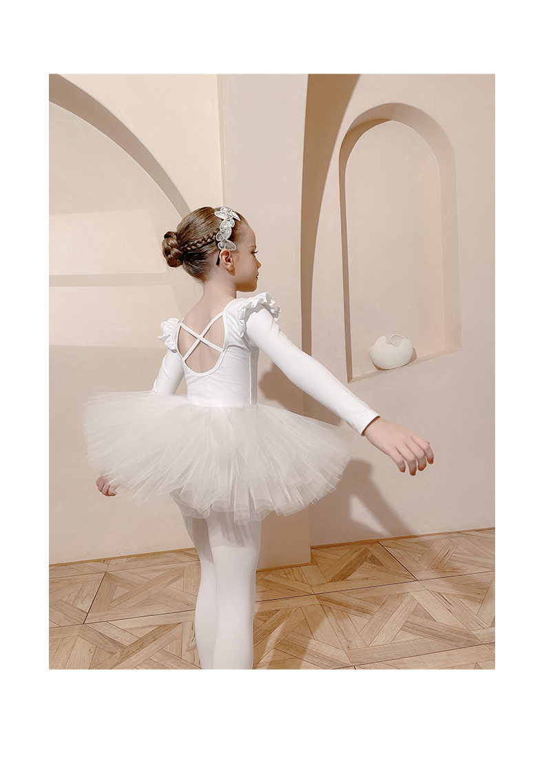 迪士尼(disney)官方品牌儿童舞蹈服吊带白色女童夏季练功服套装幼儿芭