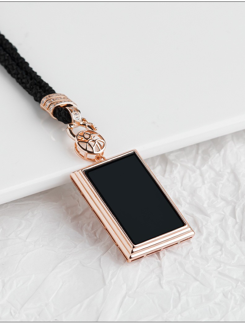 翠莹福s925银镶嵌天然墨翠a货翡翠墨玉无事牌透绿玉石吊坠时尚简约女