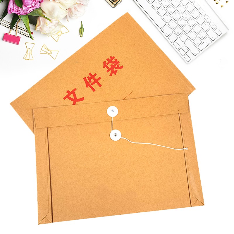 加厚牛皮纸文件袋可装a4纸横开档案袋横式资料袋立体摊开收纳袋案卷袋