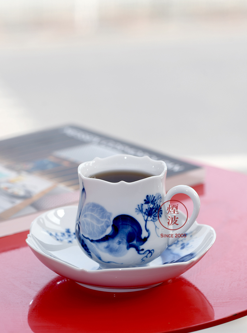 德国meissen 梅森瓷器 大剪裁系列 水墨兰花 下午茶 咖啡杯碟 23582