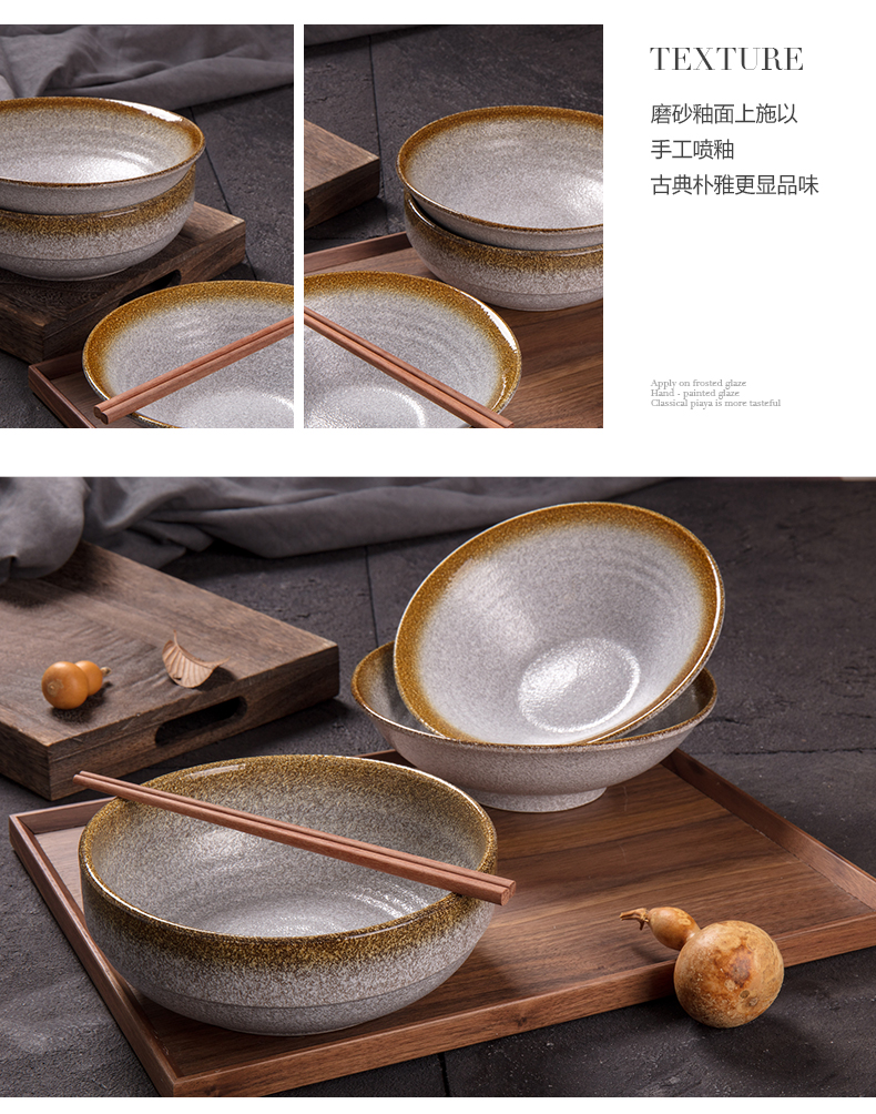 面条大海碗日式陶瓷大汤碗家用大口碗复古创意牛肉面碗大号泡面碗商用