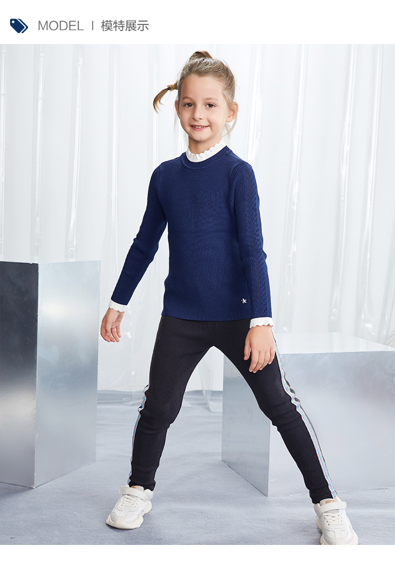 kids衣恋官方集团依恋衣恋儿童冬季新款女童英伦休闲加绒打底长裤童装