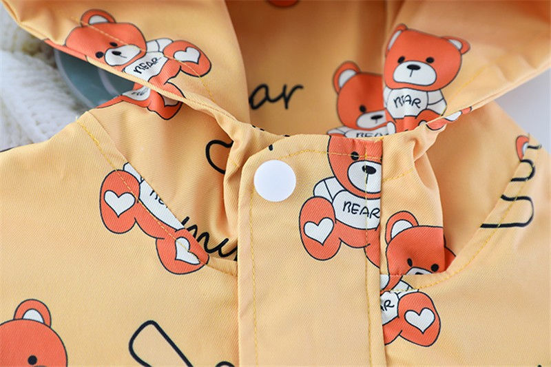 儿童小熊外套新款中小童夹克开衫男女宝宝网红卡通春秋款上衣黄色加绒
