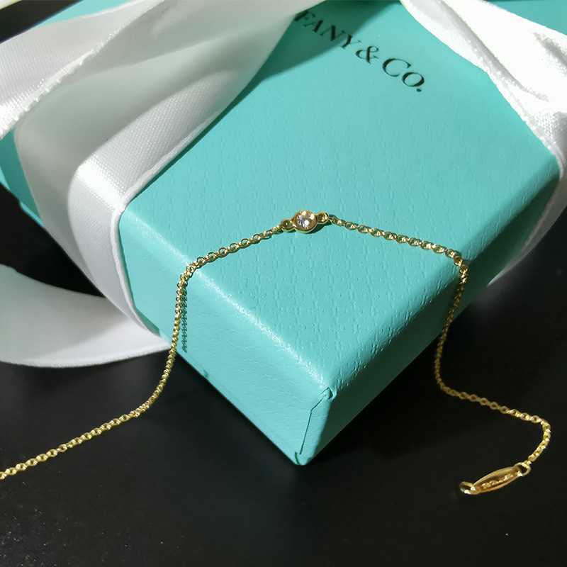 蒂芙尼tiffanyco蒂凡尼18k金镶嵌圆形钻石手链手环送女友生日礼物钻石