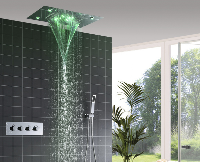 小米mi米家通用天幕式瀑布淋浴大花洒嵌入式暗装集成吊顶音乐花洒暗藏