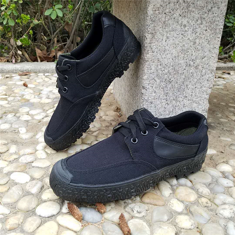 buraq 3517黑色作训鞋低帮徒步帆布运动鞋男款劳保解放鞋户外登山鞋子