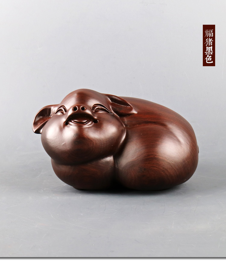 晨熙红木猪摆件工艺品大厅装饰品送朋友实木质木头木雕雕刻小猪生肖