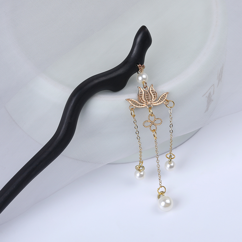 efp木发簪女古风发饰盘发流苏木簪花朵吊坠桃木簪子汉服头饰配饰定制