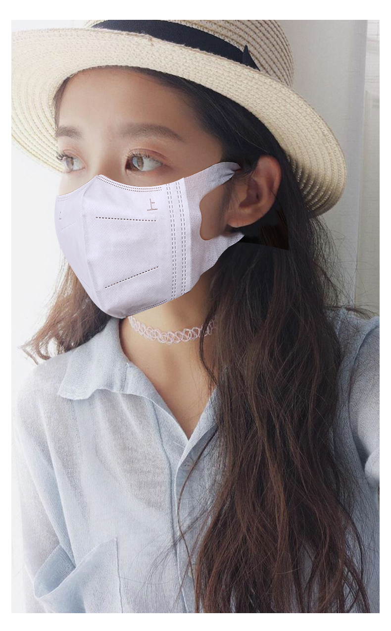 恒坤一次性白色口罩3d立体显脸小薄款轻薄透气宽耳带不勒耳网红女神