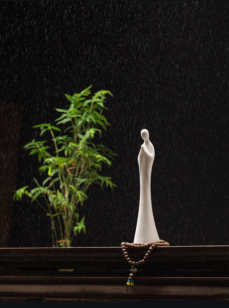 创意德化陶瓷无相佛人物摆件居室客厅茶道禅意装饰摆设白瓷工艺品办公