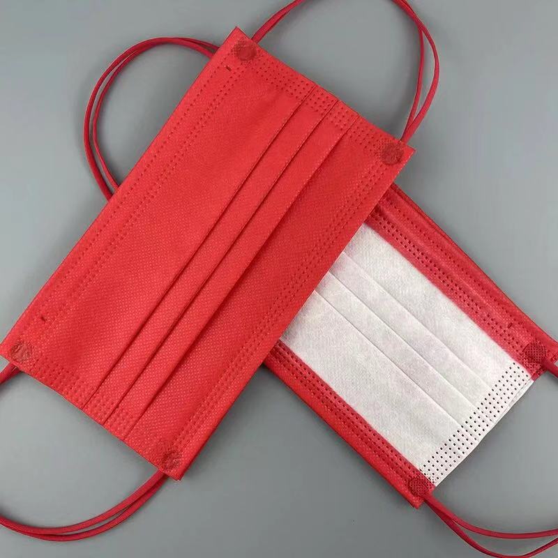 自由挺大红色喜庆简洁一次性口罩结婚节日中国红三层防护成人过节专用